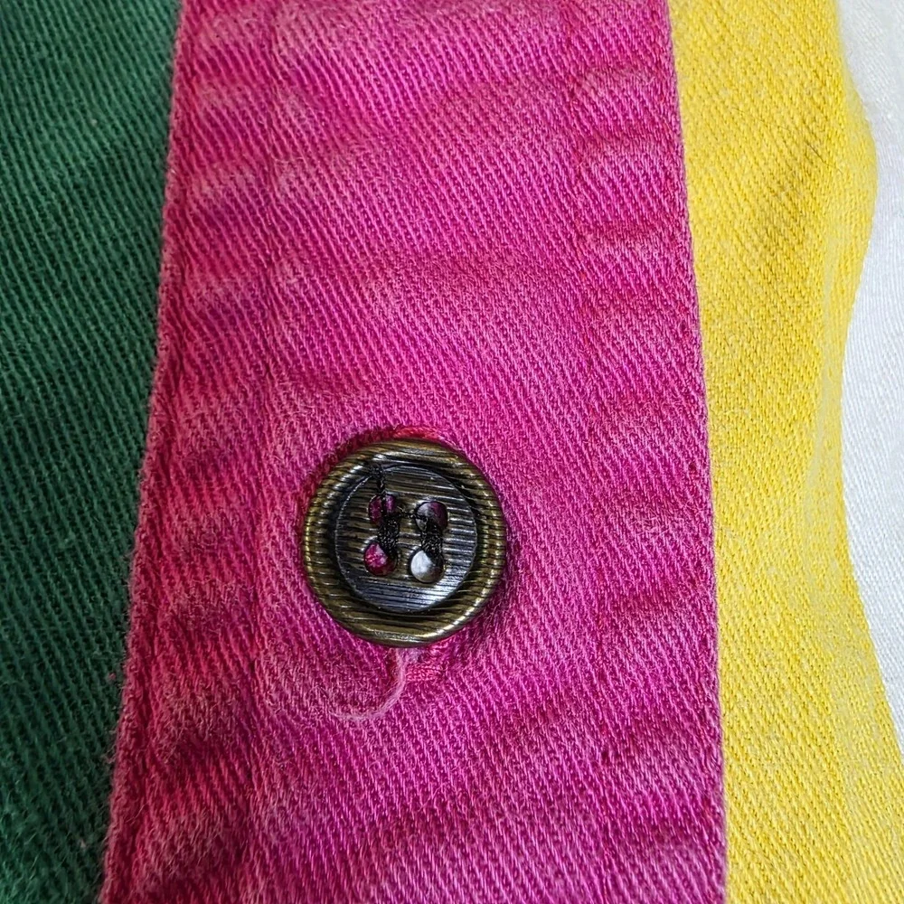 VTG 90s Gitano Color Block Striped Shirt Large Unisex Cotton Hip Hop Kidcore - Picture 3 of 9